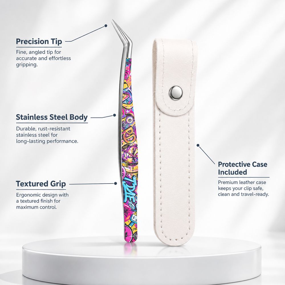 Metal Curved Stickers Tweezers - Lash Mapping Sticker ulasan dan harga
